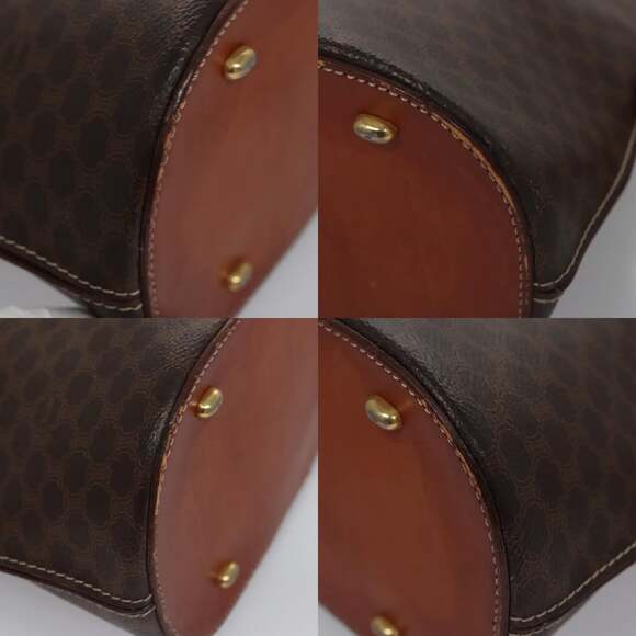 CELINE Macadam Canvas Hand Bag Pvc Leather Gold Brown - Picture 10 of 13